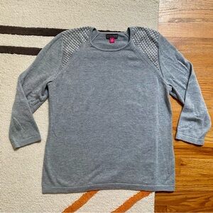 Vince Camuto Grey Studded Long Sleeve Top - Medium